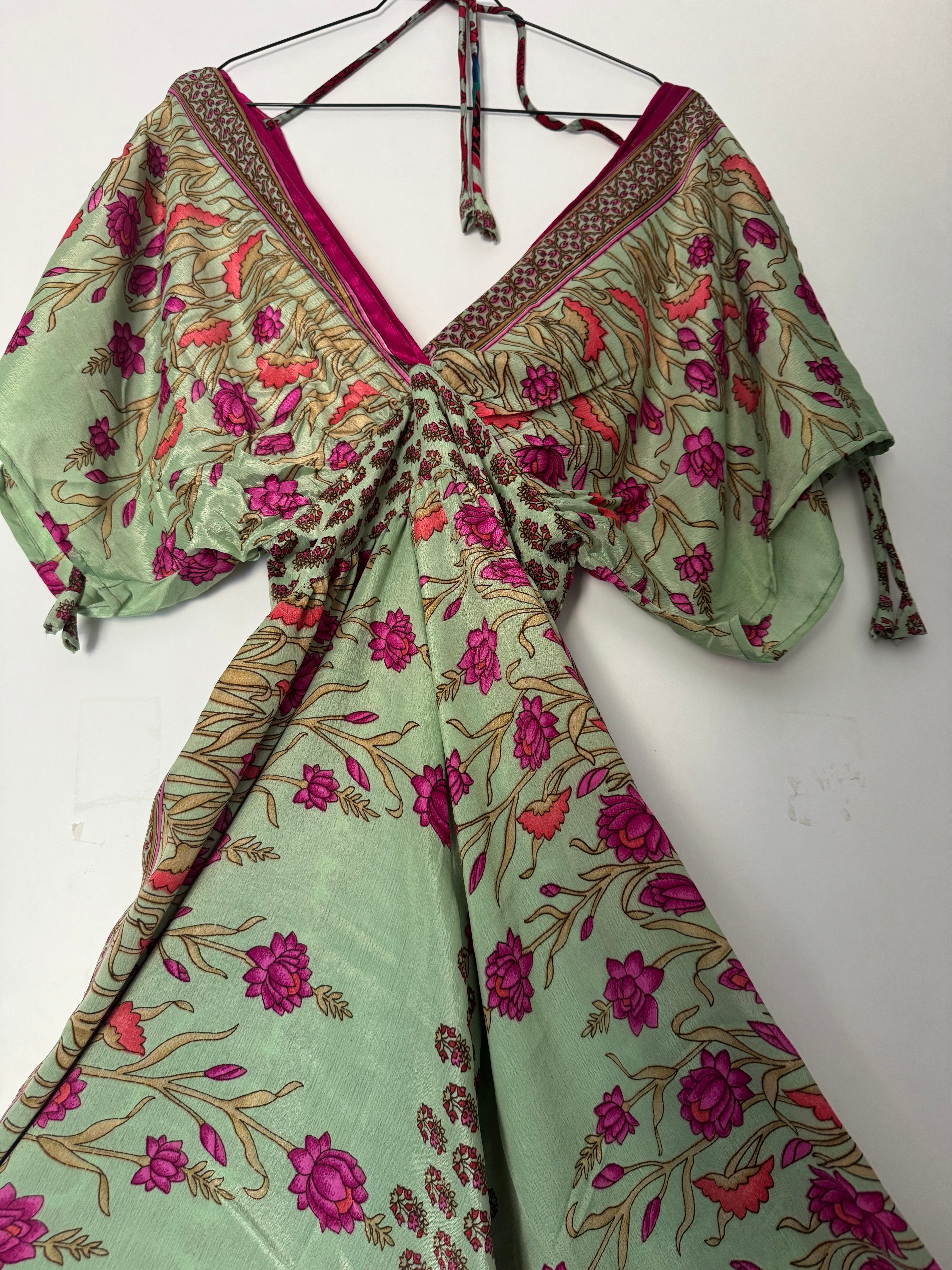 Jumpsuit lungo Vanita in seta indiana maniche a 3/4 - Colori a sorpresa Namastemood