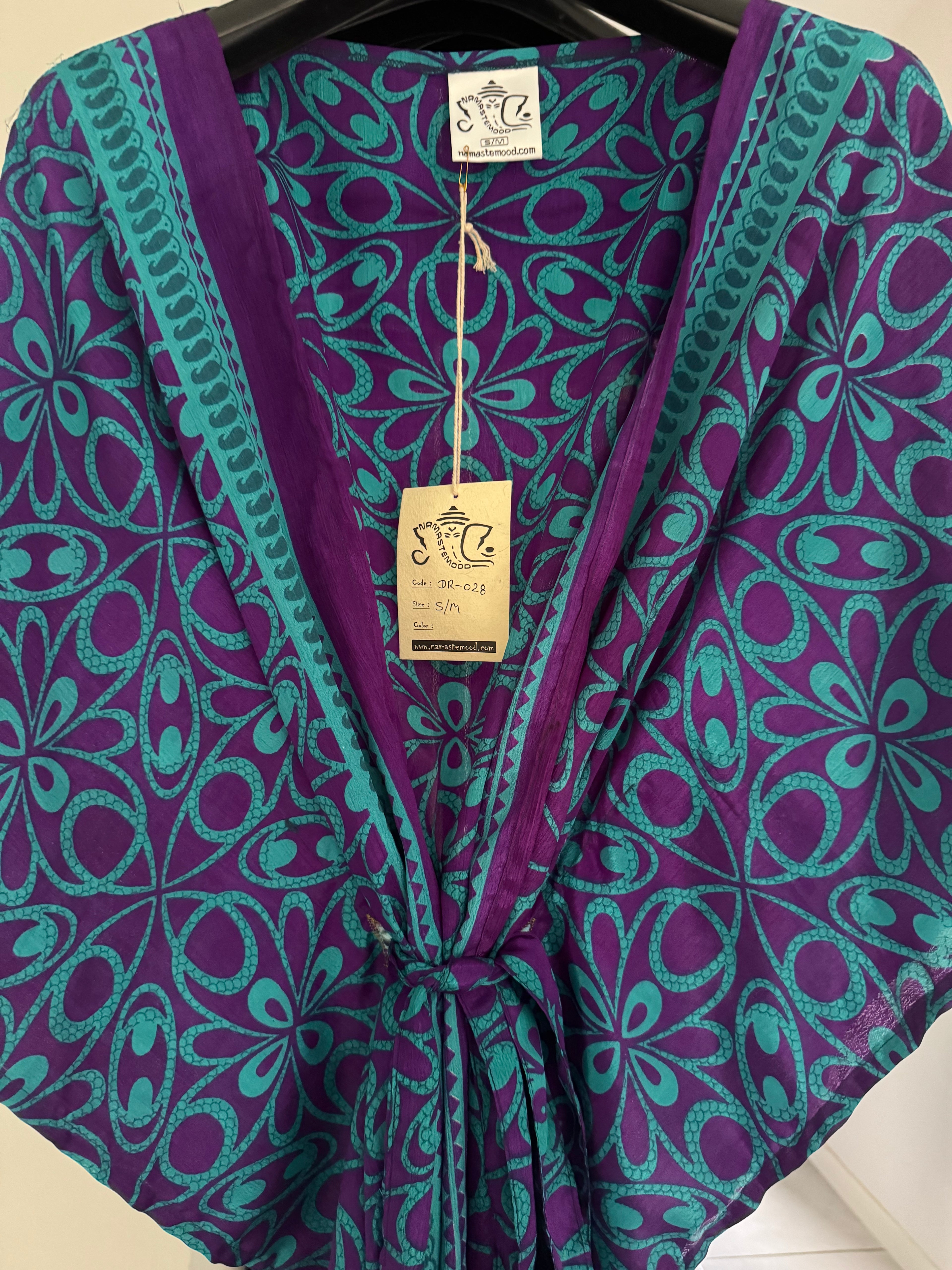 Kimono donna lungo Mohini in seta indiana - Colori a sorpresa Namastemood
