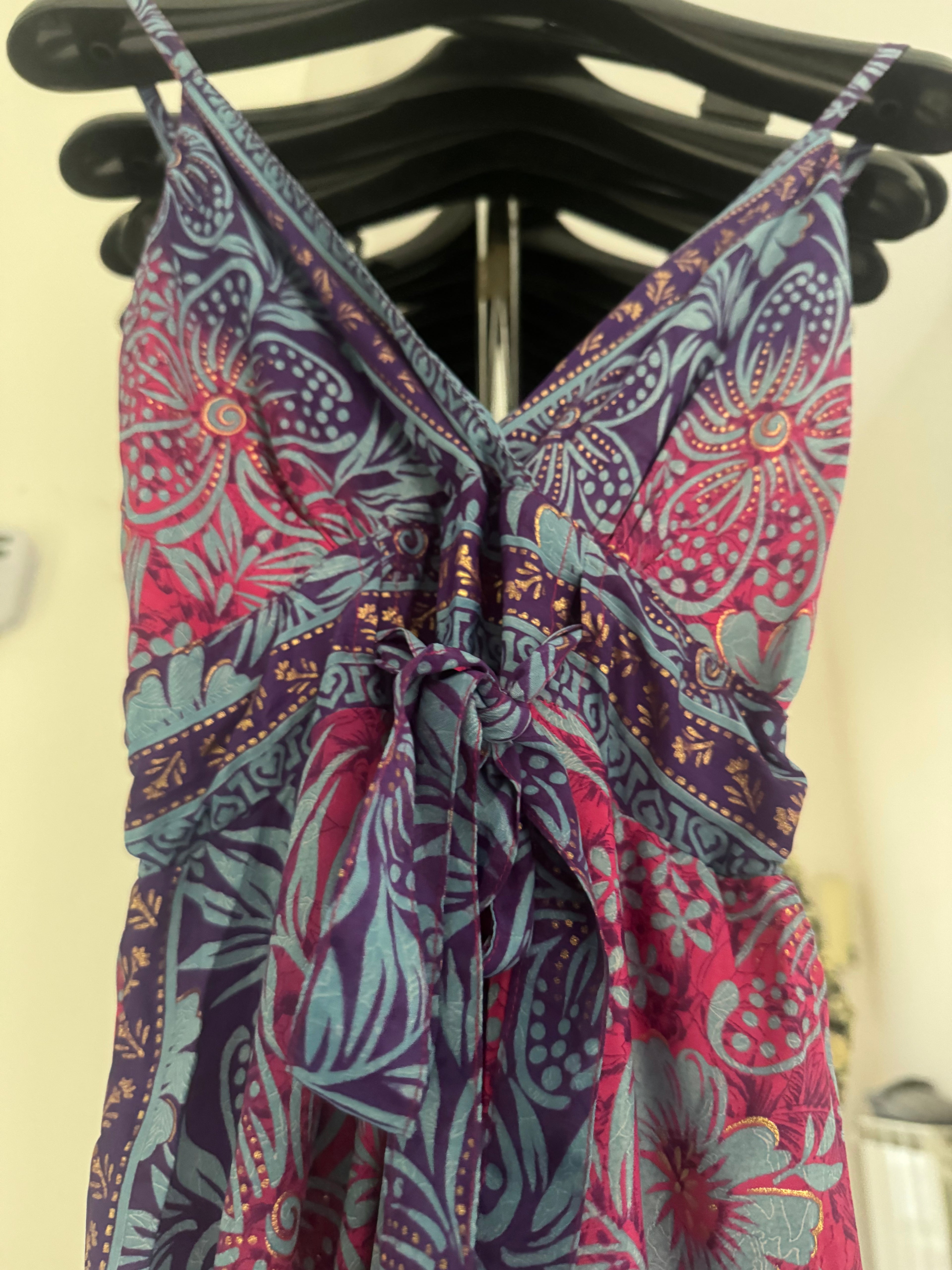 Vestito seta indiana lungo Lali romantico - Colori a sorpresa