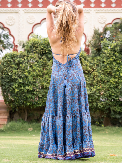 Vestito seta indiana lungo Brinda bohèmien- Colori a sorpresa