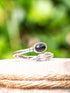 Anello donna in argento regolabile con foglia e pietra Onice Nero Namastemood