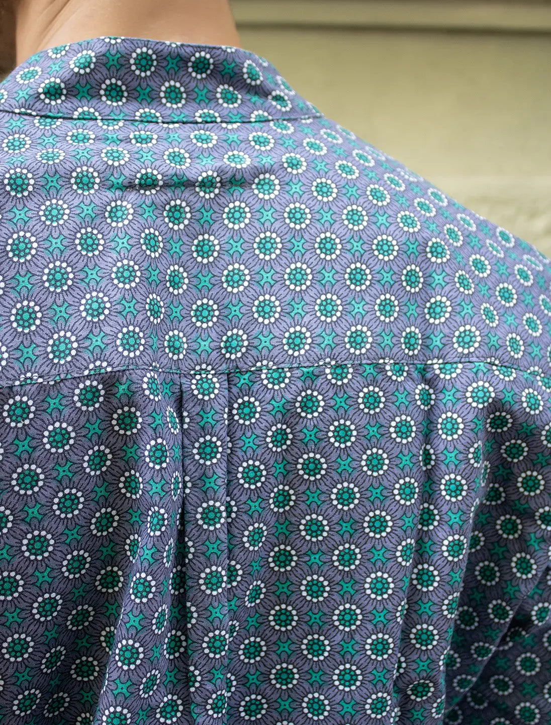 Camicia uomo coreana Kirtan - Gerbera grigio turchese Namastemood