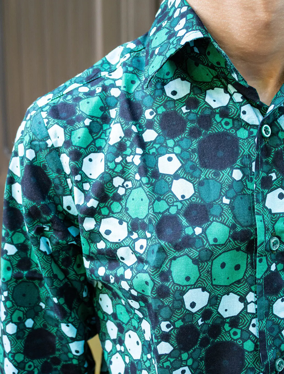 Camicia uomo etnica Eshwar - Panda verde scuro Namastemood