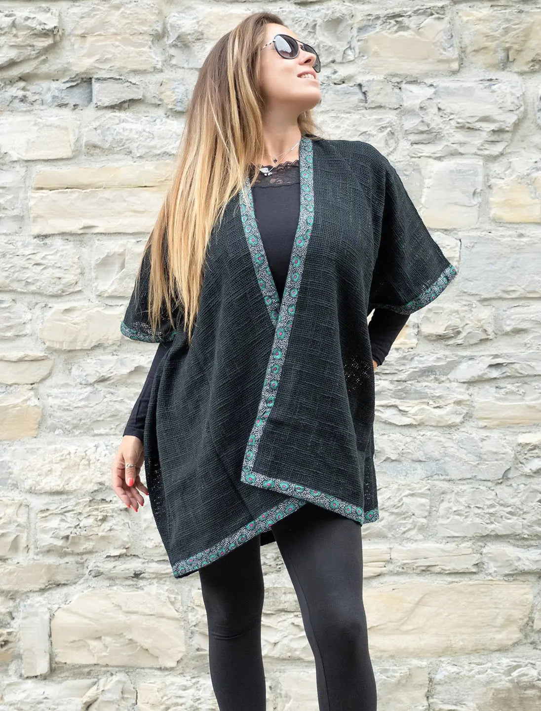Cardigan lungo donna Komal - Nero Namastemood
