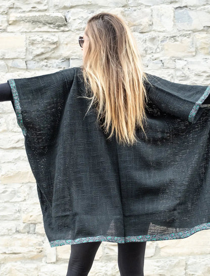 Cardigan lungo donna Komal - Nero Namastemood