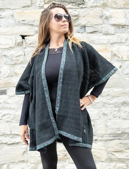 Cardigan lungo donna Komal - Nero Namastemood