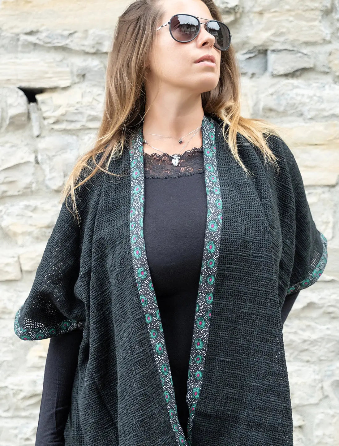 Cardigan lungo donna Komal - Nero Namastemood