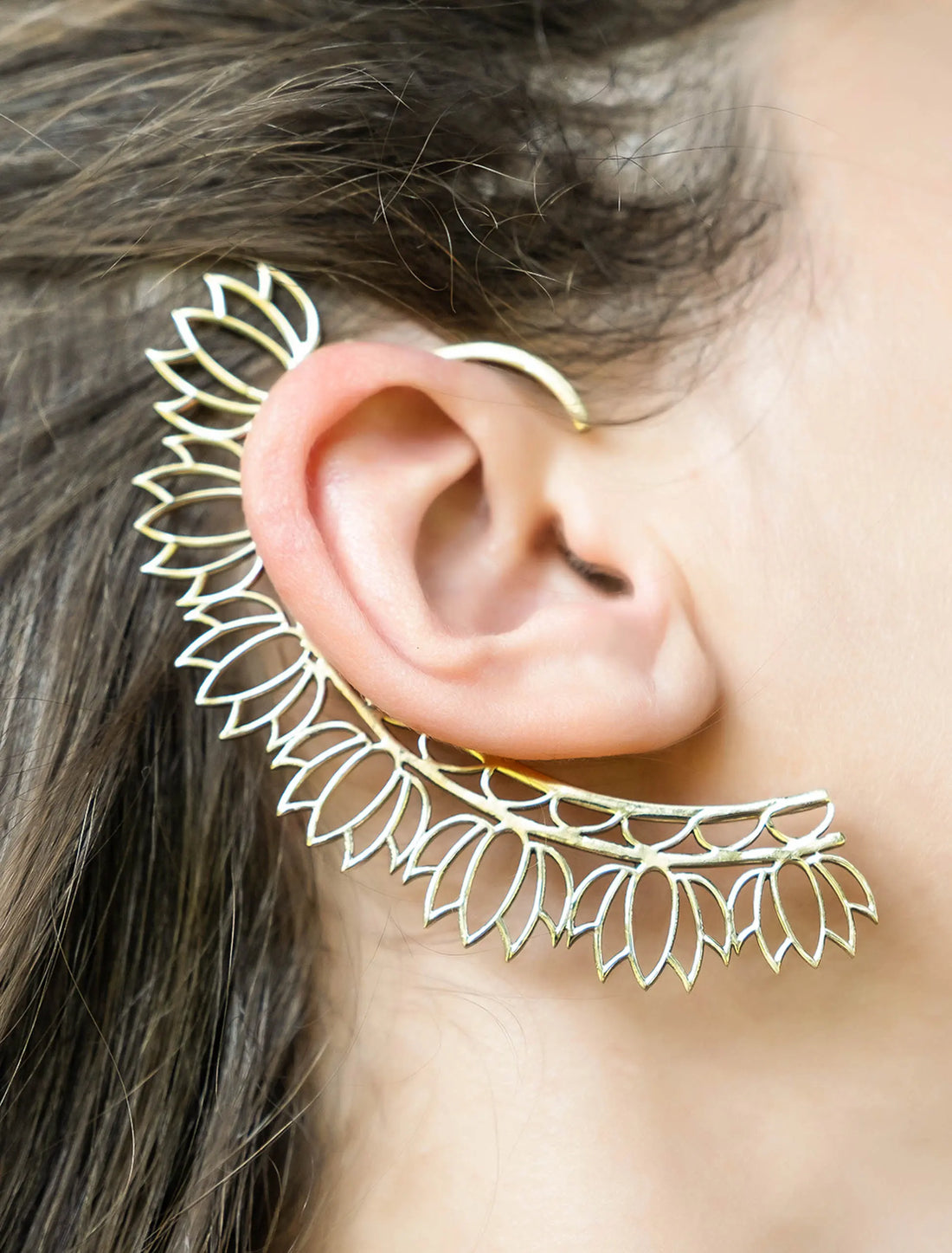 Ear cuff dorati petali fior di loto Namastemood