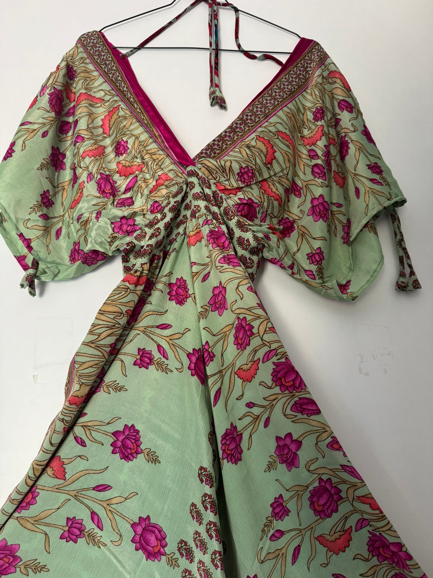 Jumpsuit lungo Vanita in seta indiana maniche a 3/4  - Colori a sorpresa Namastemood
