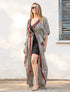 Kimono donna lungo Mohini in seta indiana - Picche nero Namastemood