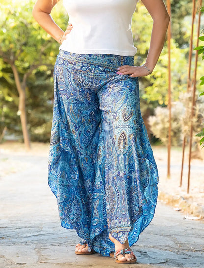 Pantalone donna Payal lungo a triangolo - Greche blu oro Namastemood