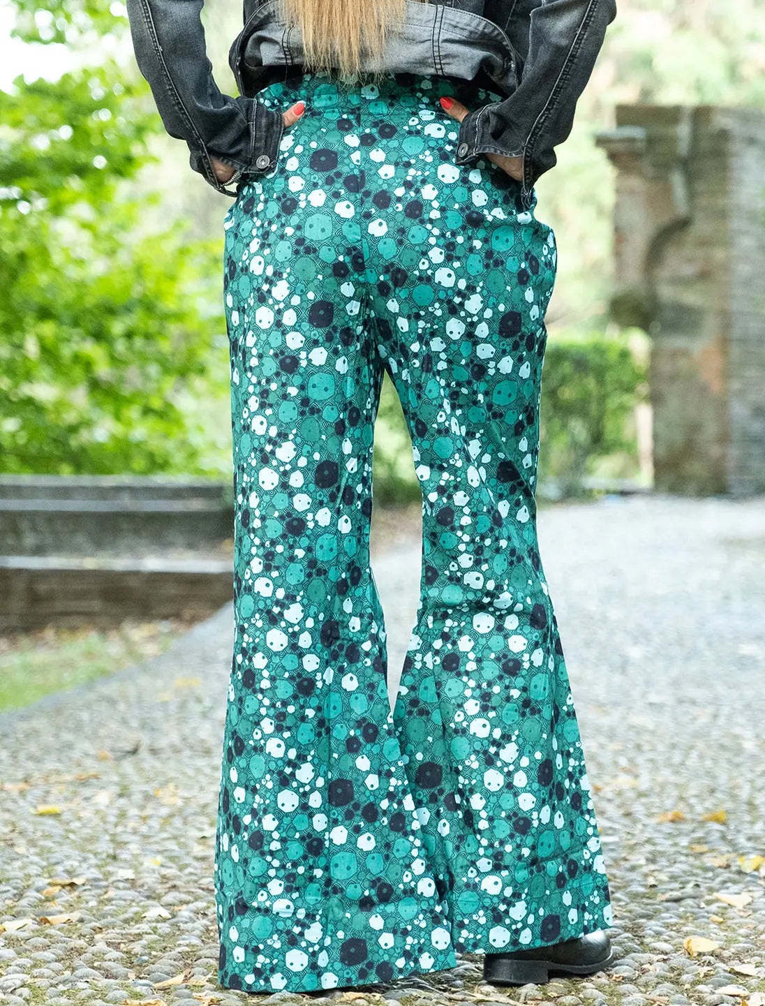 Pantalone donna anni 70 Sangita - Panda verde scuro Namastemood