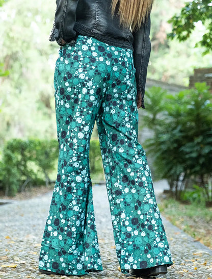 Pantalone donna anni 70 Sangita - Panda verde scuro Namastemood