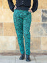 Pantalone donna lungo a sigaretta Tejal - Fiore nero verde Namastemood