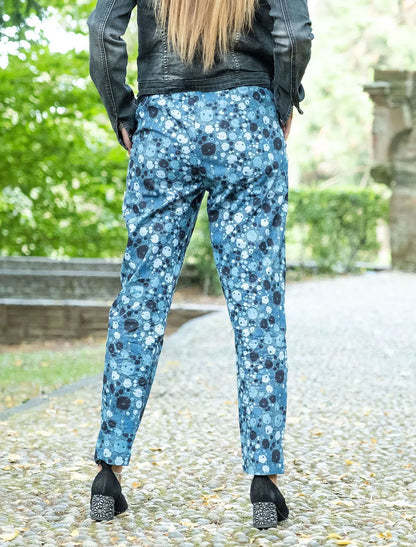 Pantalone donna lungo a sigaretta Tejal - Panda blu Namastemood