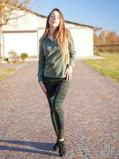 Pantaloni leggings Siddhi donna eleganti e modellanti - Alveare verde Namastemood